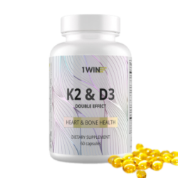 1WIN К2+Д3 Дабл эффект / K2+D3 Double effect капсулы массой 330 мг 120 шт 1WIN К2+Д3 Дабл эффект / K2+D3 Double effect капсулы массой 330 мг 120 шт
