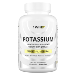 1WIN Калий+магний+экстракт боярышника / Potassium+magnesium+hawthorn extract капсулы массой 860 мг 60 шт 1WIN Калий+магний+экстракт боярышника / Potassium+magnesium+hawthorn extract капсулы массой 860 мг 60 шт