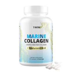 1WIN Морской коллаген с витамином С и гиалуроновой кислотой / Marine collagen with Vitamin C and Hyaluronic acid капсулы массой 475 мг 155 шт