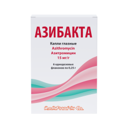 Азибакта капли глазные 15 мг/г 0,25 г однодозовые фл 6 шт Азибакта капли глазные 15 мг/г 0,25 г однодозовые фл 6 шт
