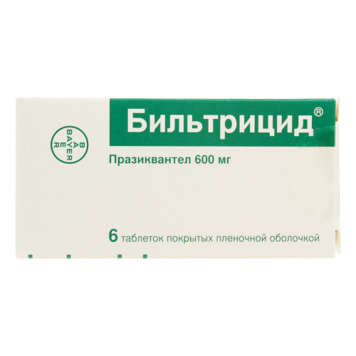 Бильтрицид таблетки покрыт.плен.об. 600 мг 6 шт Бильтрицид таблетки покрыт.плен.об. 600 мг 6 шт