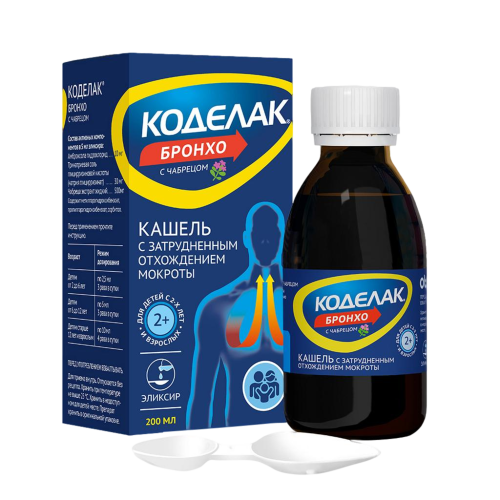 Коделак Бронхо с чабрецом эликсир 200 мл 1 шт Коделак Бронхо с чабрецом эликсир 200 мл 1 шт