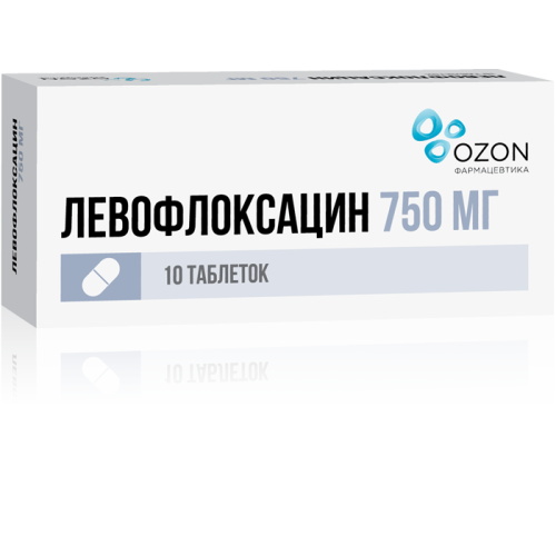 Левофлоксацин таблетки покрыт.плен.об. 750 мг 10 шт Левофлоксацин таблетки покрыт.плен.об. 750 мг 10 шт