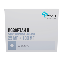 Лозартан-Н таблетки покрыт.плен.об. 25 мг+100 мг 90 шт