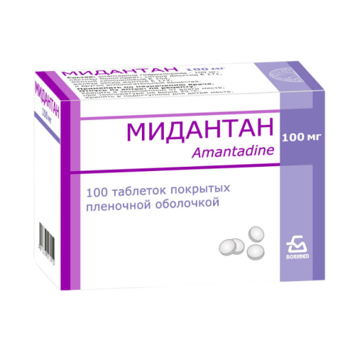 Мидантан таблетки покрыт.плен.об. 100 мг 100 шт Мидантан таблетки покрыт.плен.об. 100 мг 100 шт